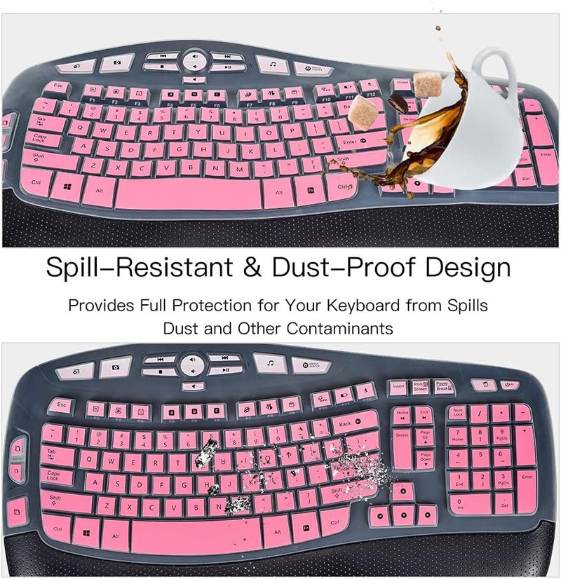 imComor Keyboard Cover for Logitech K350 MK570 MK550 Keyboard Cover Skin for Logitech K350 MK550 MK570 Wireless Wave Keyboard Skin Protector Accessories, Ombre Pink - Image 5